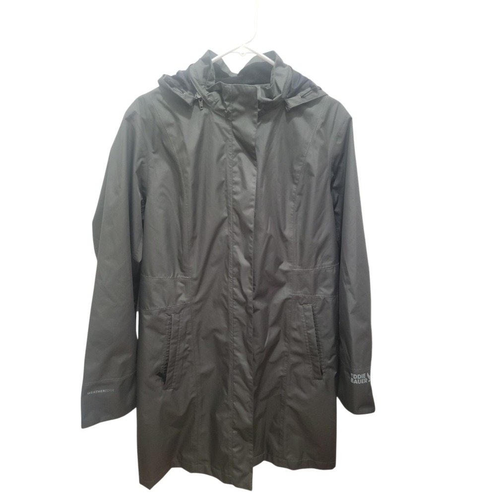 Eddie Bauer Rain Parka XL Women Green Weatheredge Waterproof Hooded Jacket NWOT